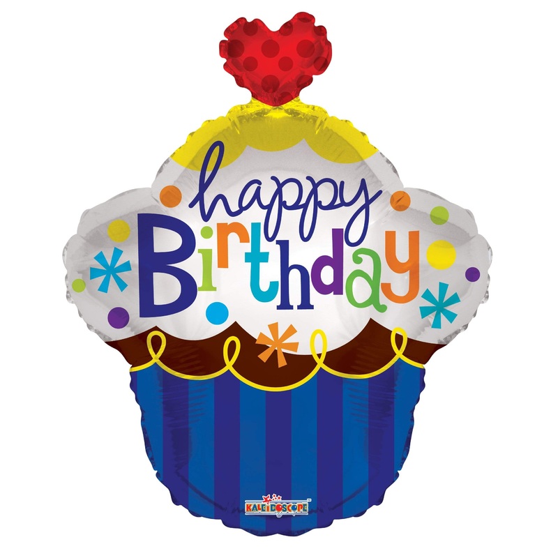 Birthday Cupcake with Heart 18 Balloon