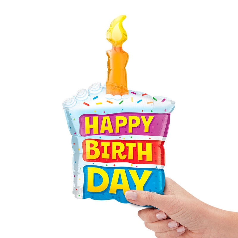 Birthday Rainbow Cake & Candle Mini Shape (air-fill Only) 14 Balloon