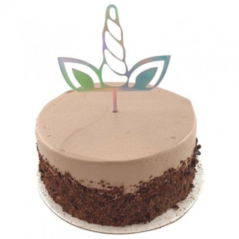 Cake Topper Acrylic 2mm Unicorn Iridescent White #443042