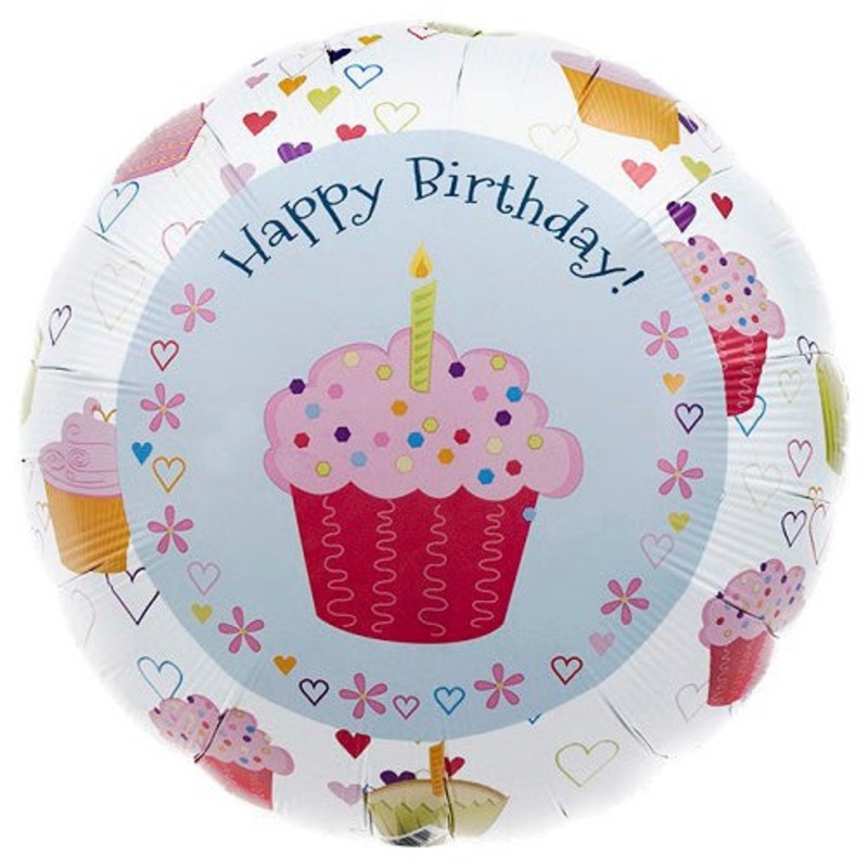 Cupcake Hearts Birthday 18 Balloon
