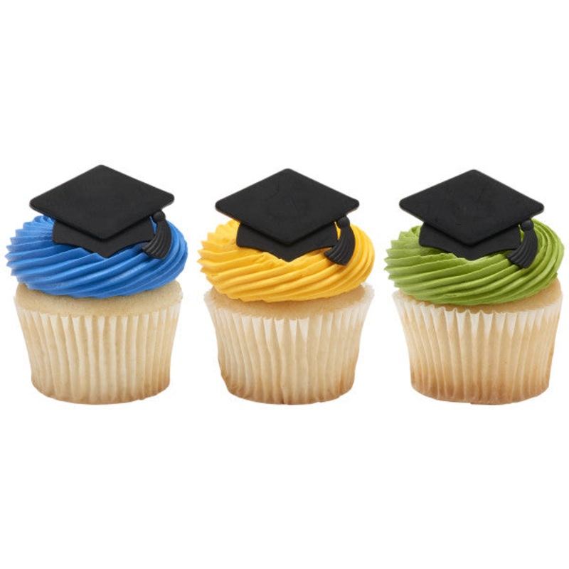 Grad Hat Cupcake Rings- Black
