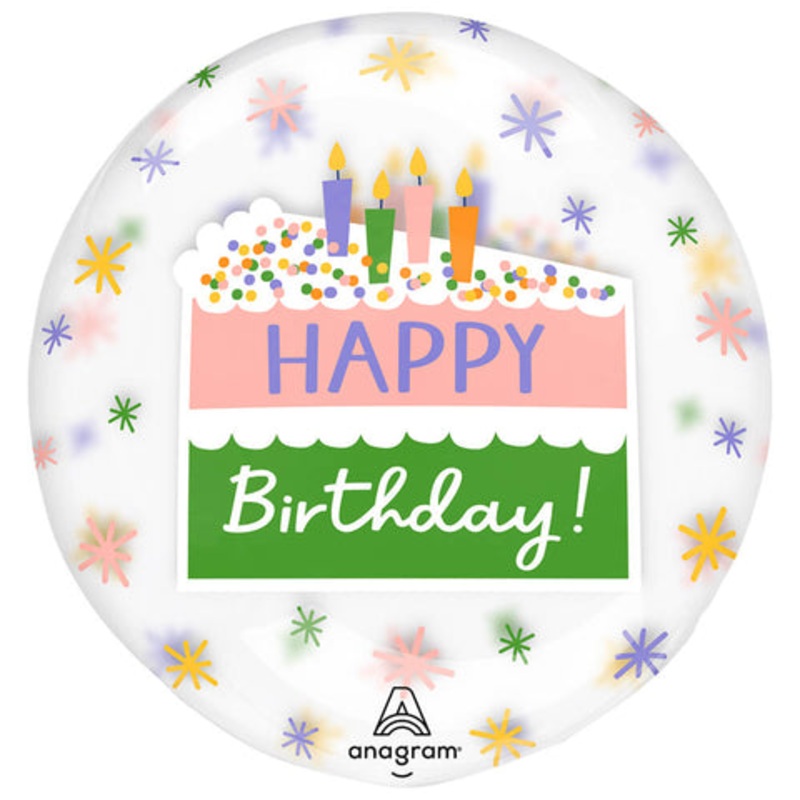 Happy Birthday Cake Slice Clearz 18 Balloon