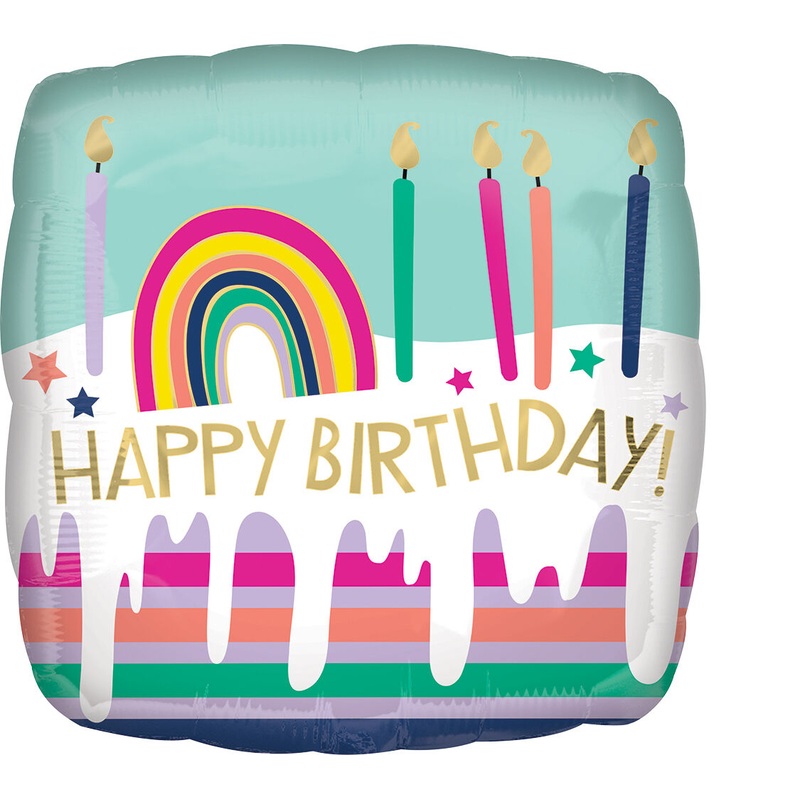 Happy Birthday Frosted Striped Cake 17" Balloon