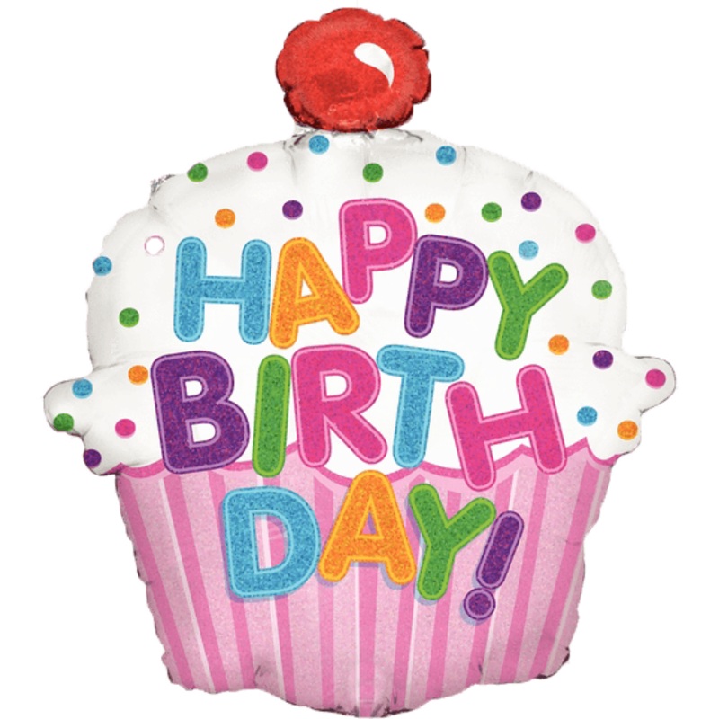 Happy Birthday Jumbo Cupcake 31" Balloon