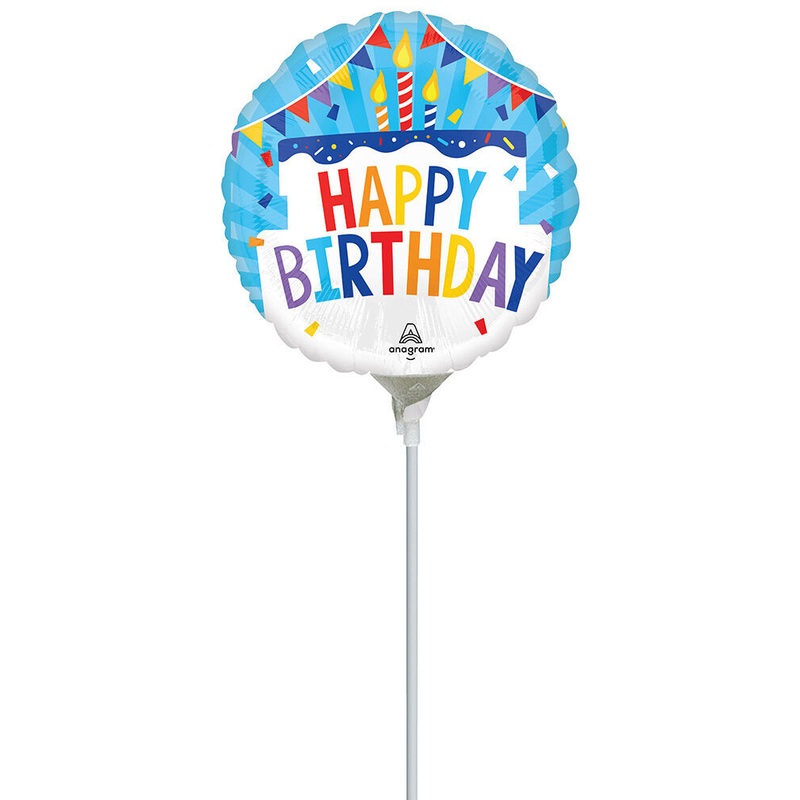 Happy Birthday Tiered Cake 4" Air-fill Balloon (requires heat sealing)