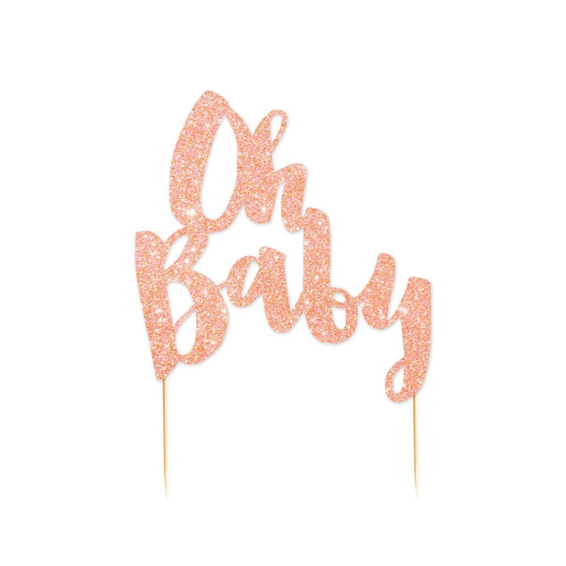 Oh Baby Rose Gold Glitter Cake Topper