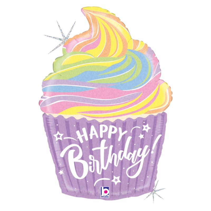 Pastel Birthday Cupcake 27 Balloon