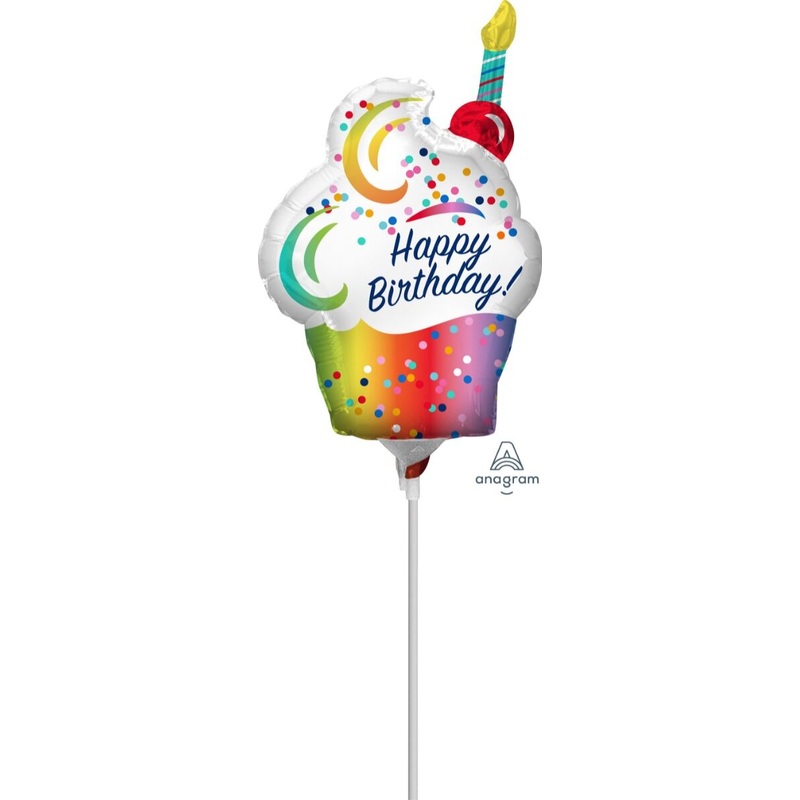 Rainbow Ombr Cupcake 14" Balloon