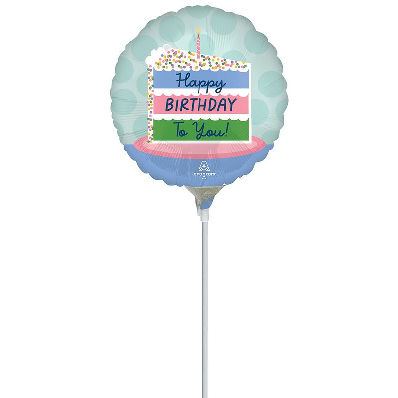 Satin Happy Birthday Cake 4" Air-fill Balloon (requires heat sealing)