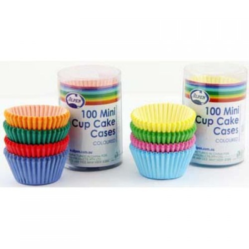 100pk Mini Mixed Colour Paper Cupcake Cases