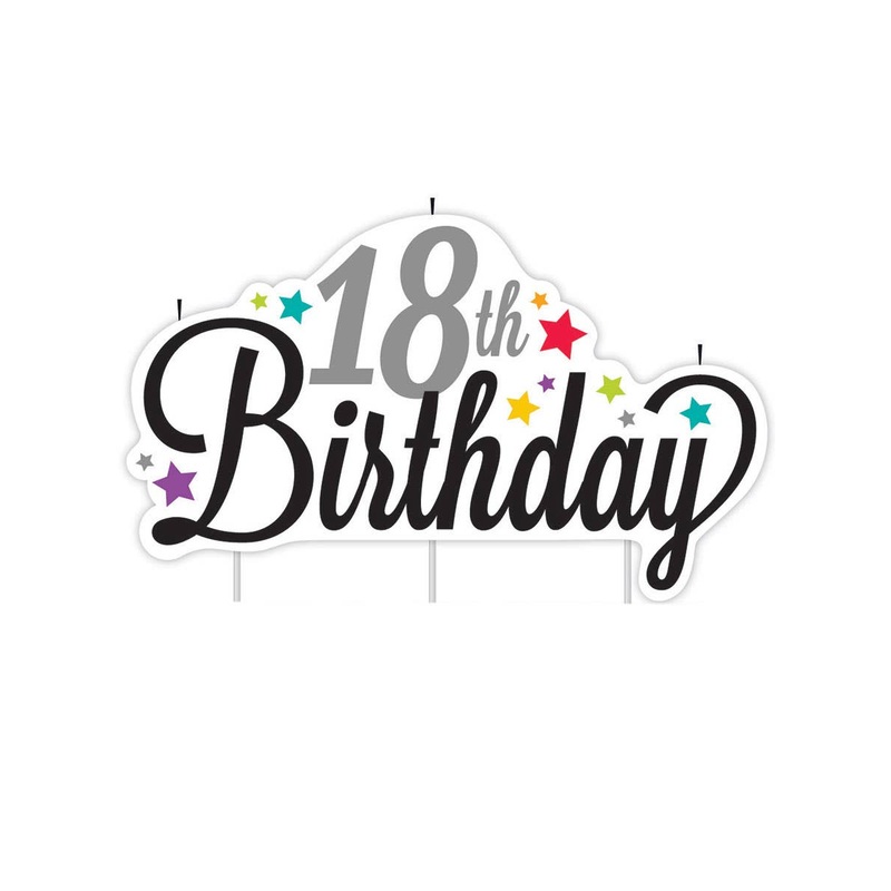 18th Birthday Rainbow Stars Large Birthday Cake Candle