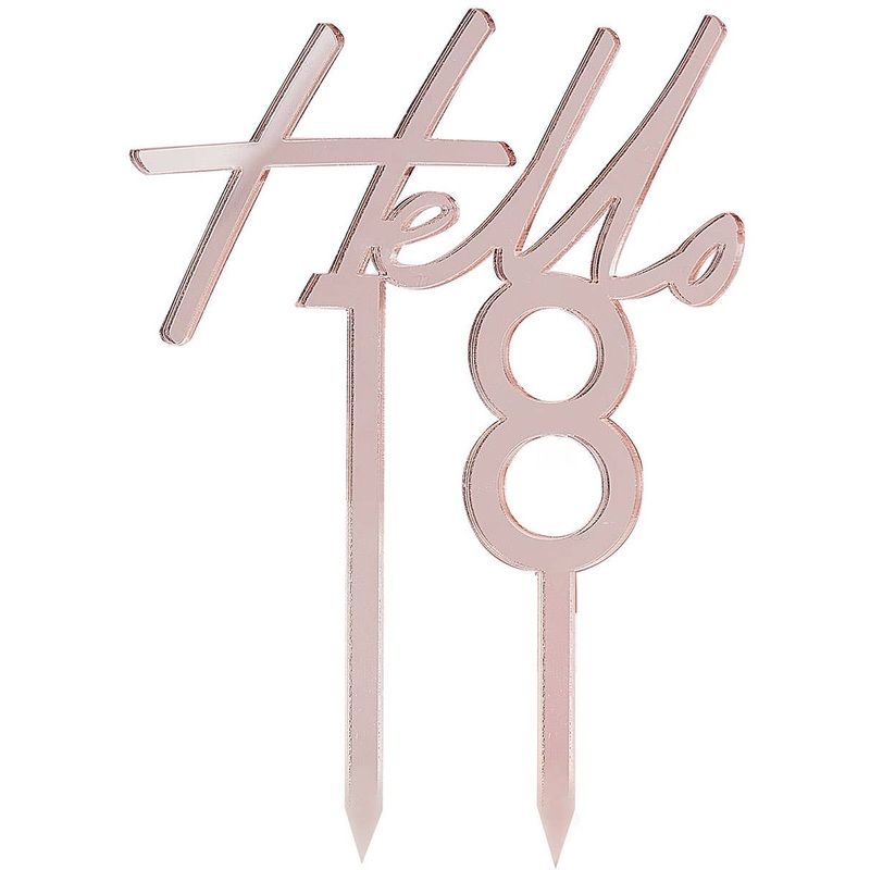18th Birthday Rose Gold Hello 18 Cake Topper