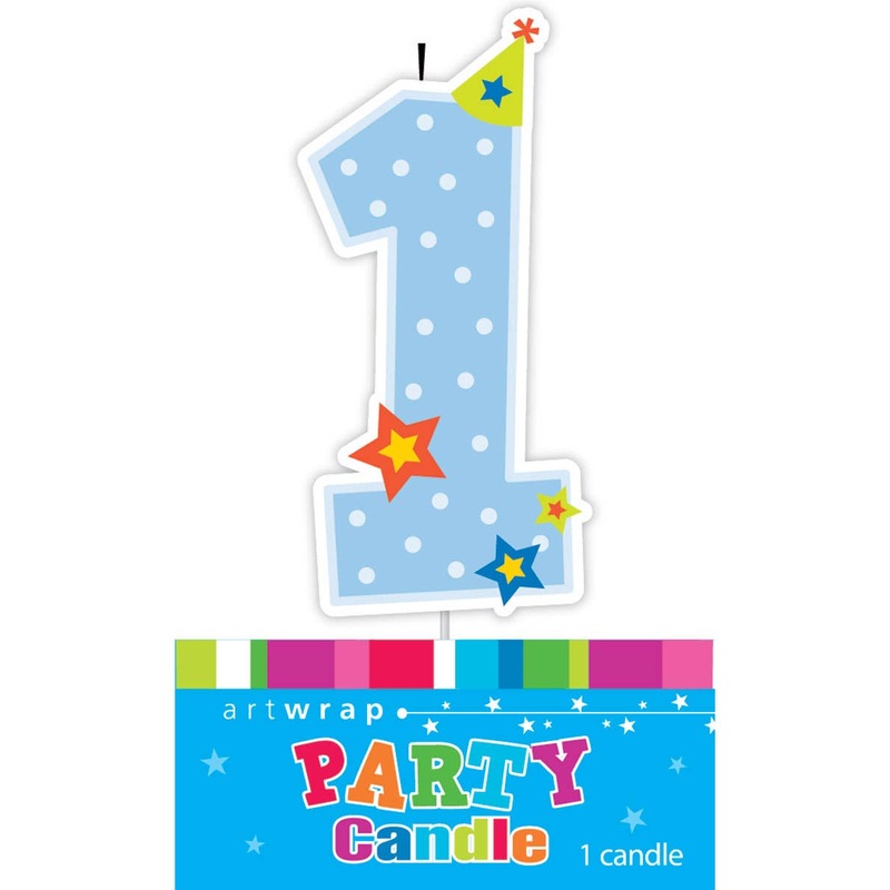 1st Birthday Blue Baby Boy Number 1 Cake Candle