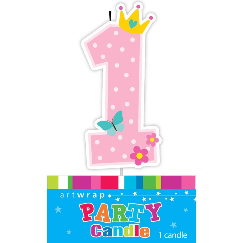 1st Birthday Pink Baby Girl Number 1 Cake Candle