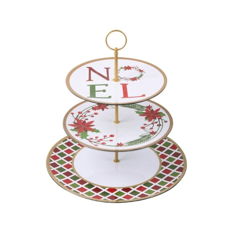 3 Tier Noel Wreath Christmas Cup Cake Snack Stand