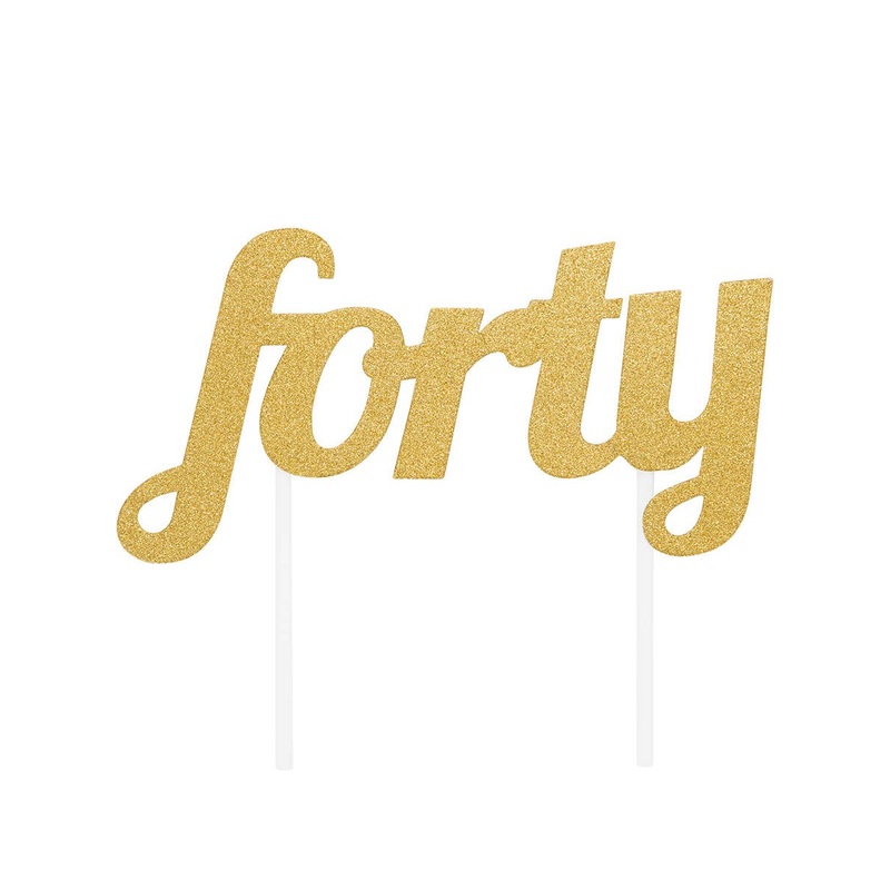 40th Birthday Gold Glitter Forty Cake Topper