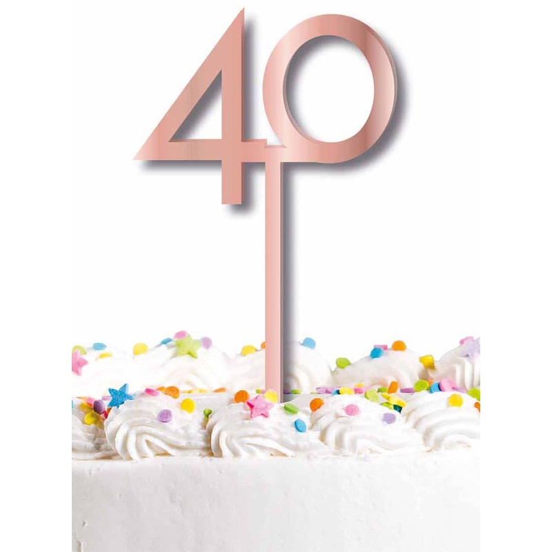 40th Birthday Rose Gold Cake Topper Pick