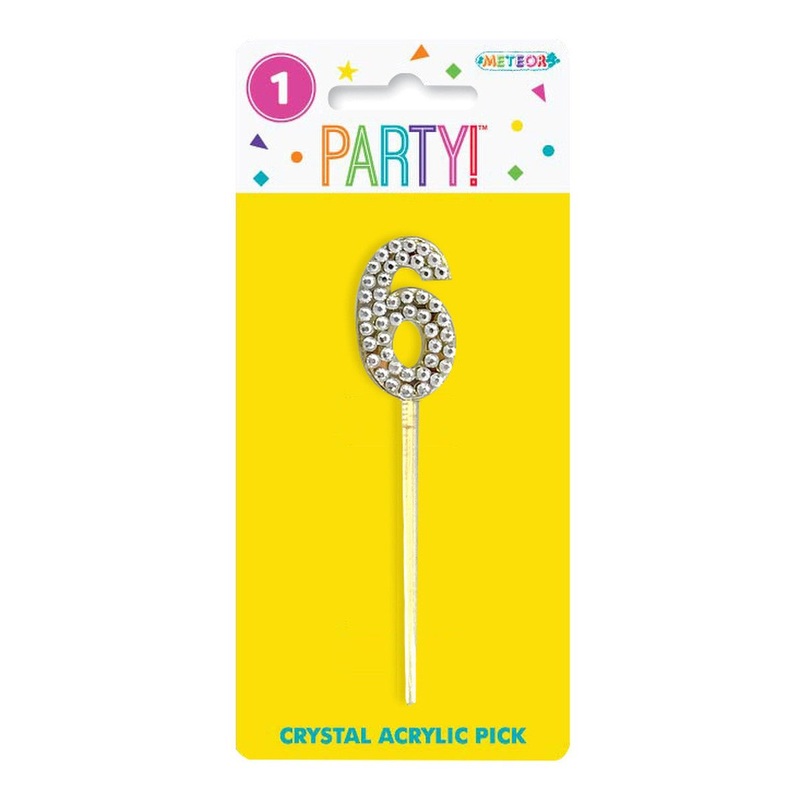 Acrylic Crystal Number Pick Cake Topper - Number 6