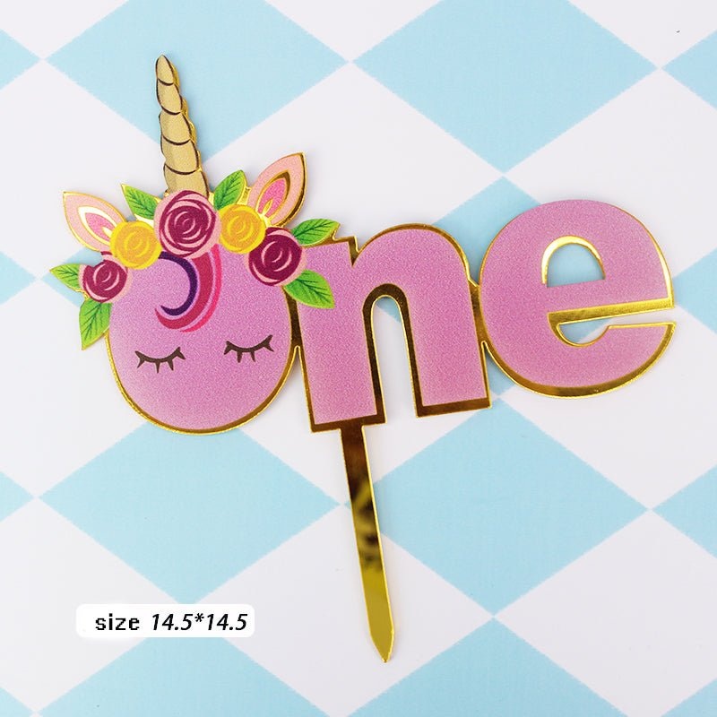 Acrylic Mirror Birthday Cake Topper - Unicorn One