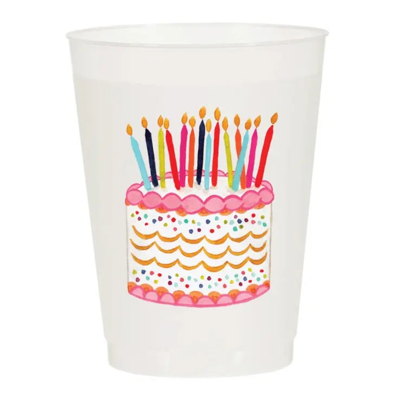 Birthday Cake Watercolor Frost Flex Cup - Set of 10