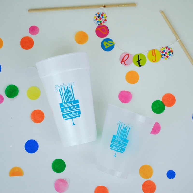 Blue Birthday Cake Foam & Reusable Frosted Cups