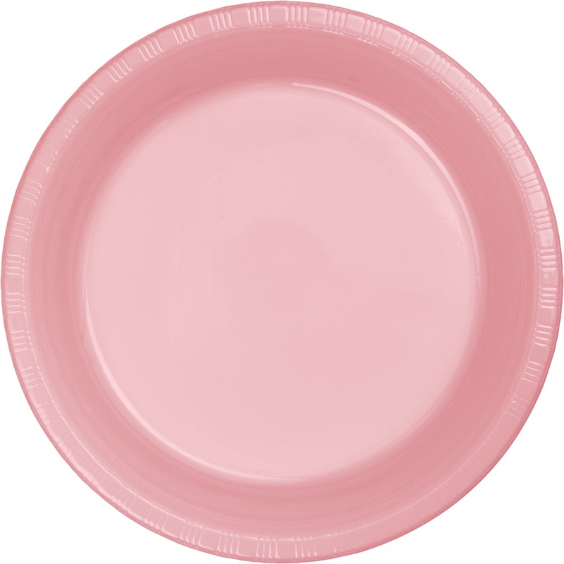 Classic Pink Plastic 7in Cake Plates 20ct | Solids