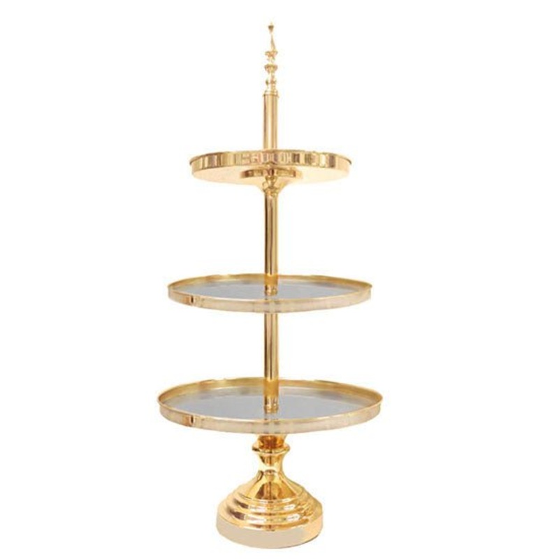 Deluxe Metallic Gold Cup Cake Stand 3 Tier