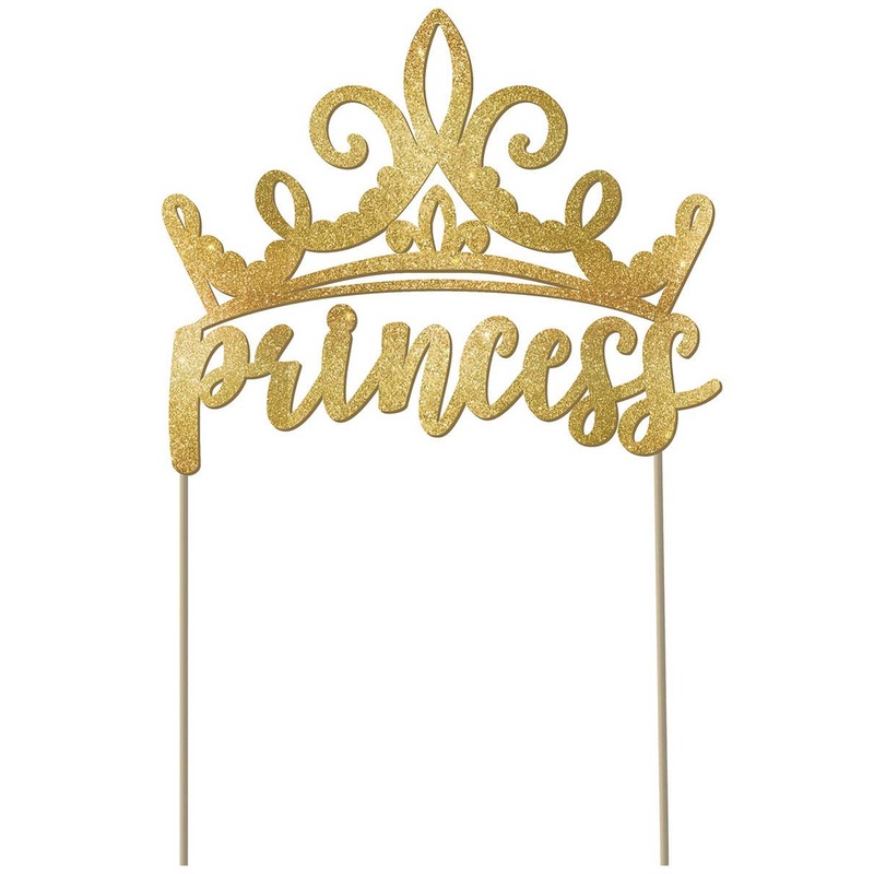 Disney Princesses Gold Glitter Tiara Cake Pick