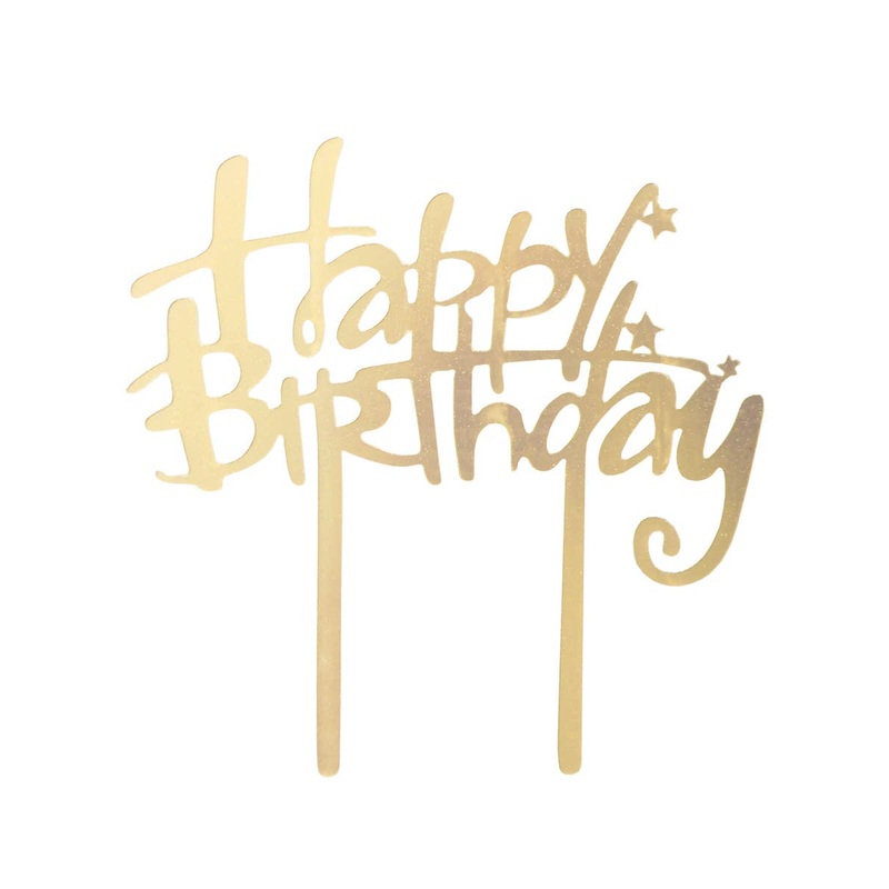 Gold 15cm Happy Birthday Cake Topper