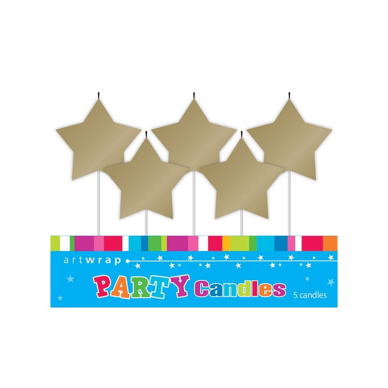 Gold Stars 5 Pack Birthday Cake Candles