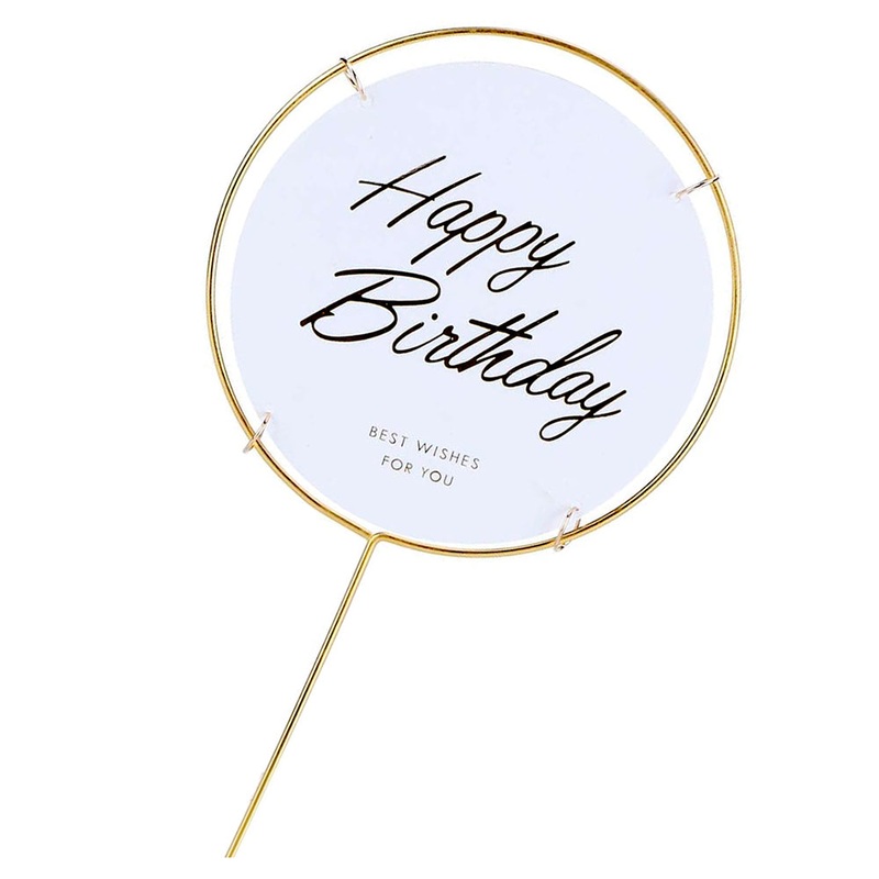 Happy Birthday Metal Cake Topper - Assorted Colors (1Pcs)
