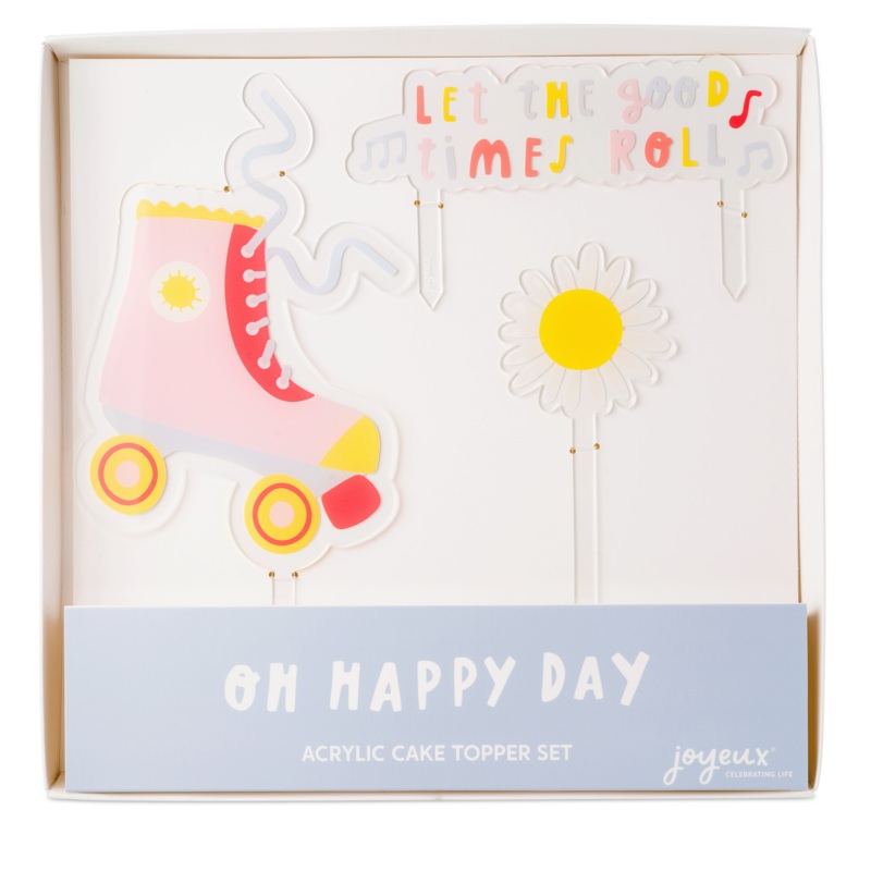 Oh Happy Day Roller Skate Acrylic Cake Topper Set