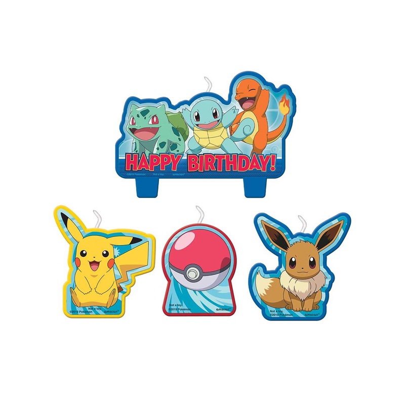 Pokemon 4 Piece Birthday Cake Candle Set