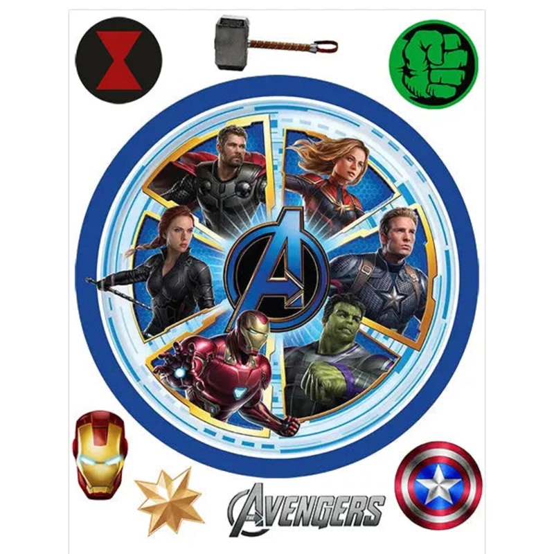 Avengers Endgame Edible Cake Image with FREE Edible Icons
