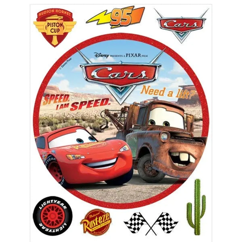 Disney Cars Lightning & Mater Edible Cake Image with FREE Edible Icons