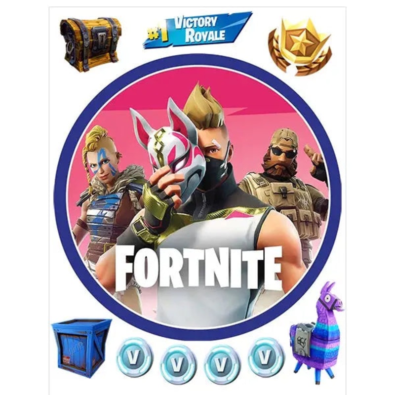 Fortnite Edible Cake Image with FREE Edible Icons