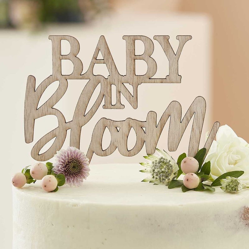 Ginger Ray Baby In Bloom Wooden Baby Shower Cake Topper