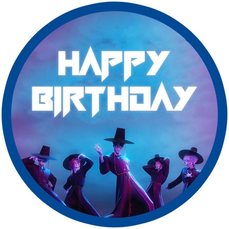 Kpop Demon Hunters Saja Boys Blue Edible Cake Image