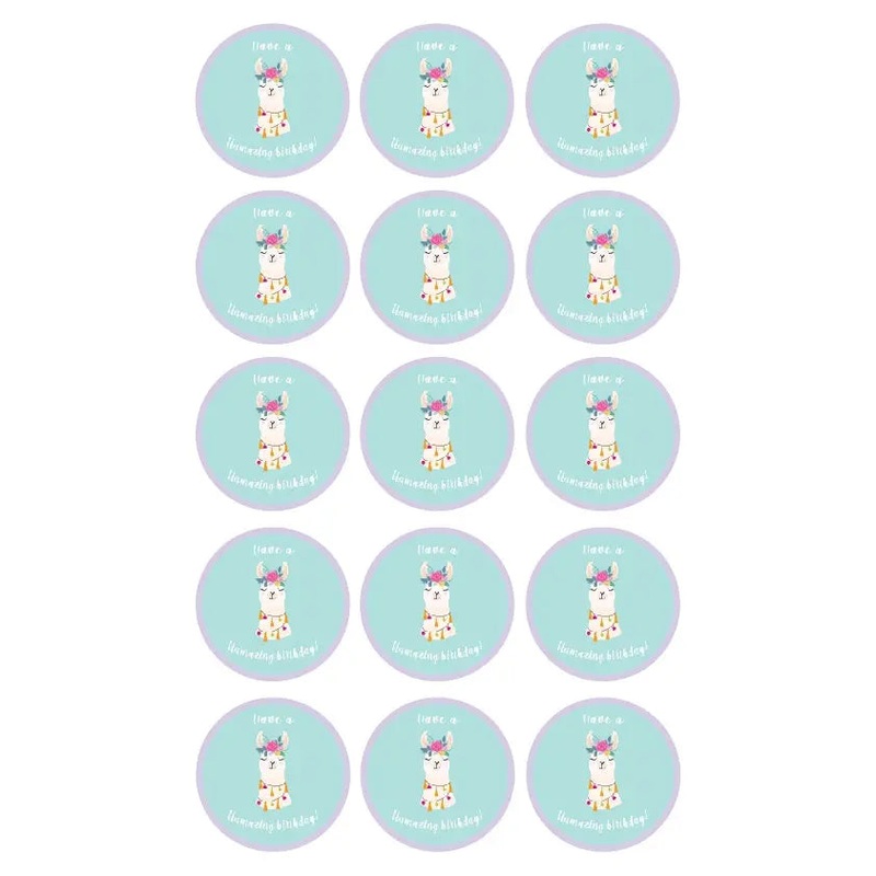 Llama Party Edible Cupcake Images