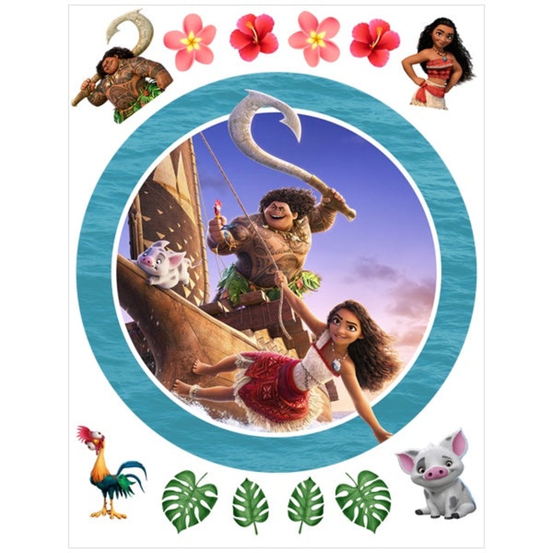 Moana 2 Edible Cake Image with FREE Edible Icons