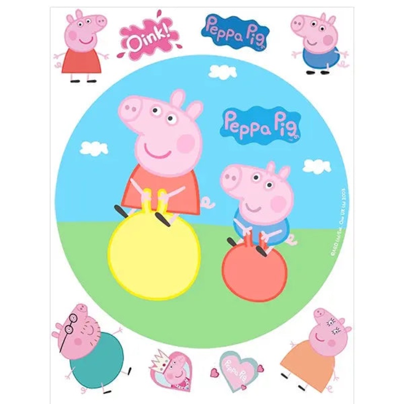 Peppa Pig Edible Cake Image with FREE Edible Icons