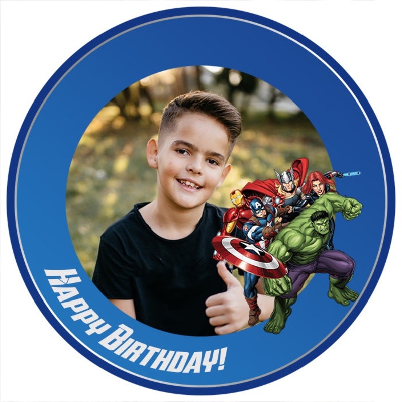 Personalised Avengers Edible Cake Image
