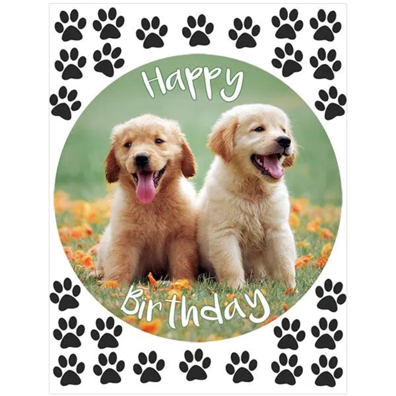Puppies Edible Cake Image with FREE Edible Icons