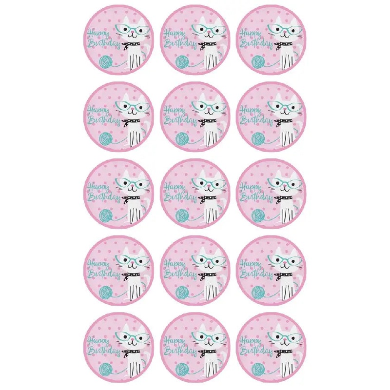 Purrfect Cat Party Edible Cupcake Images