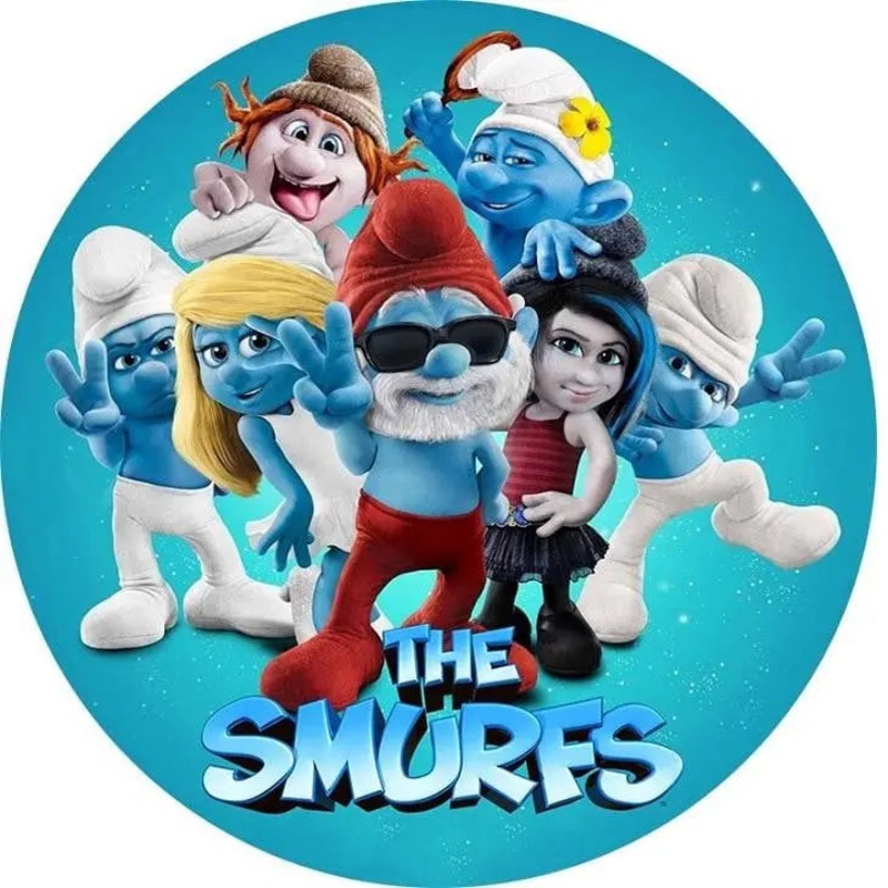 Smurfs Edible Cake Image