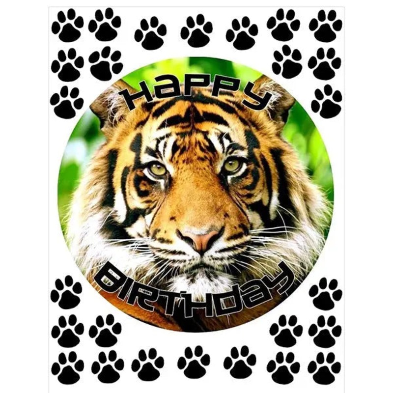 Tiger Edible Cake Image with FREE Edible Icons