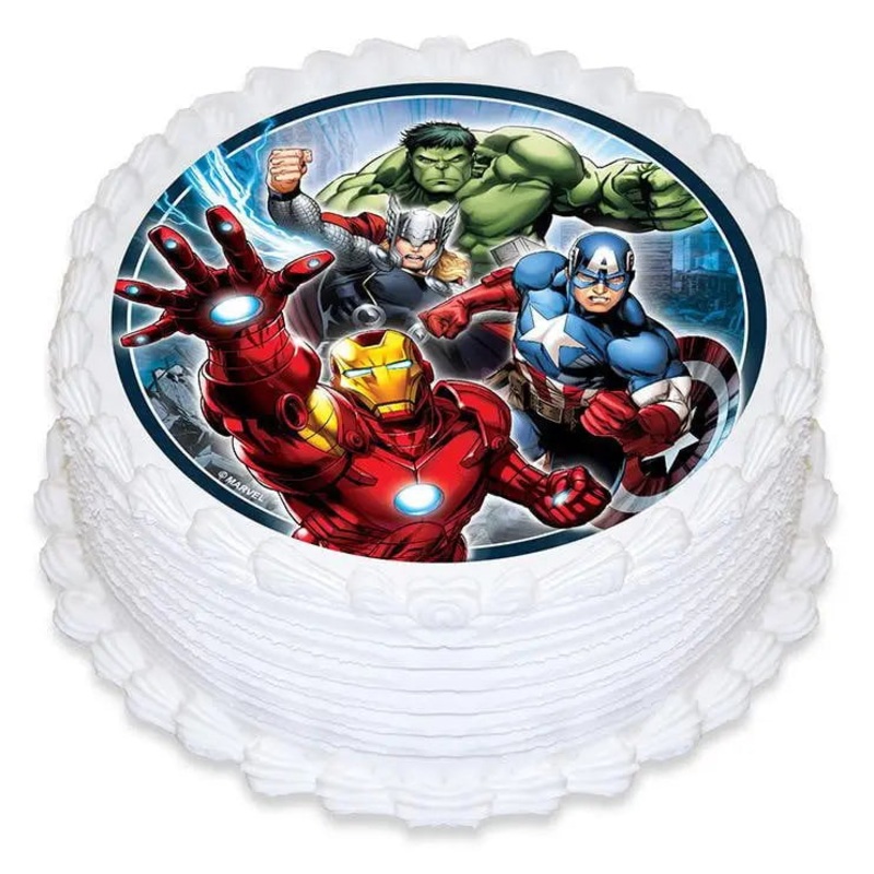 Avengers Edible Cake Image - Round