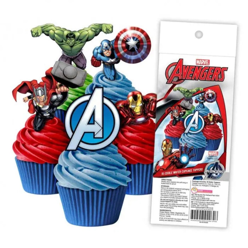 Avengers Edible Wafer Cupcake Toppers - 16 Pkt