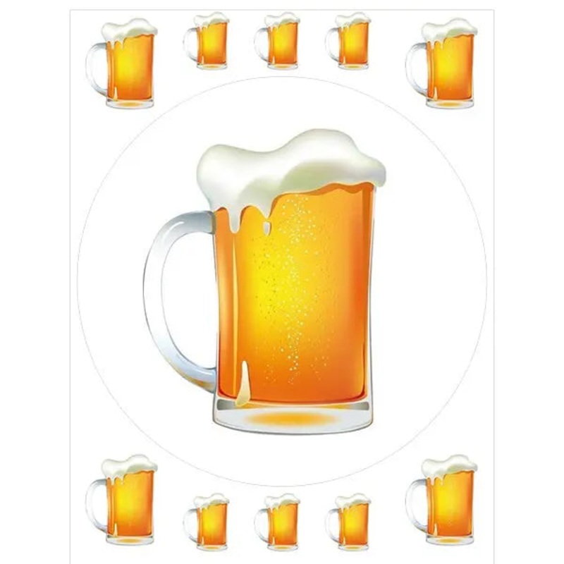 Beer Mug Edible Cake Image with FREE Edible Icons