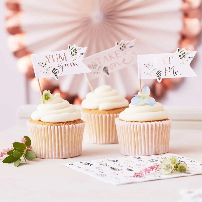 Ginger Ray Afternoon Tea Cupcake Toppers - 12 Pkt